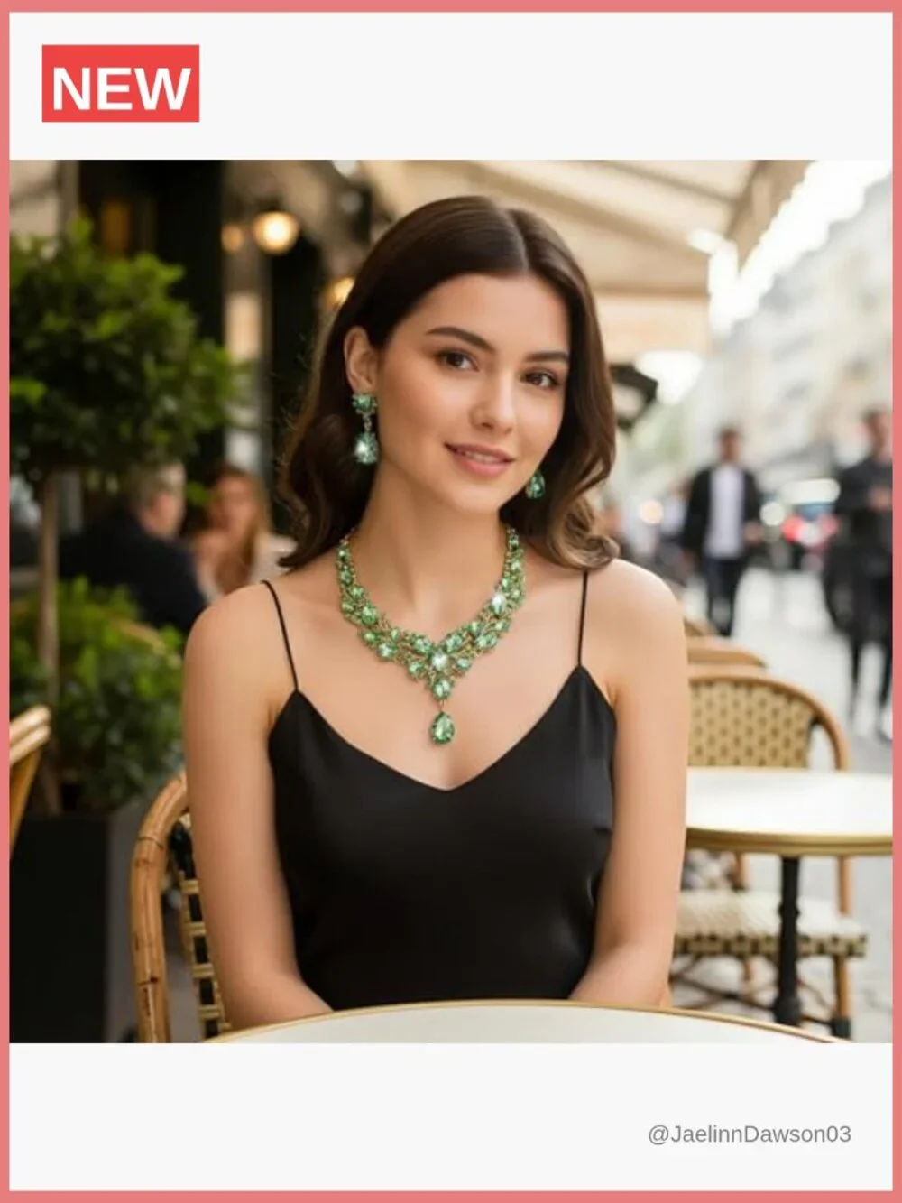 Teardrop Cluster Crystal Necklace Earring Set Bridal Wedding Jewelry